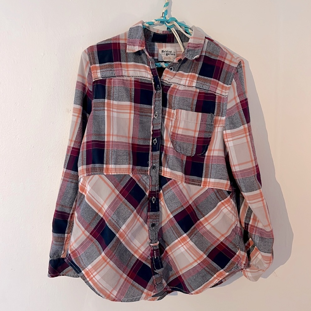 Holding horses plaid button up. Size small.